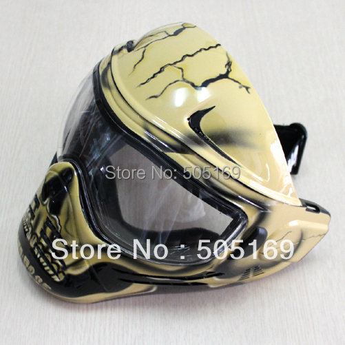 Tactical Military Full Face double lens Anti-fog Mask(Yellow Grim Reaper) Airsoft paintball