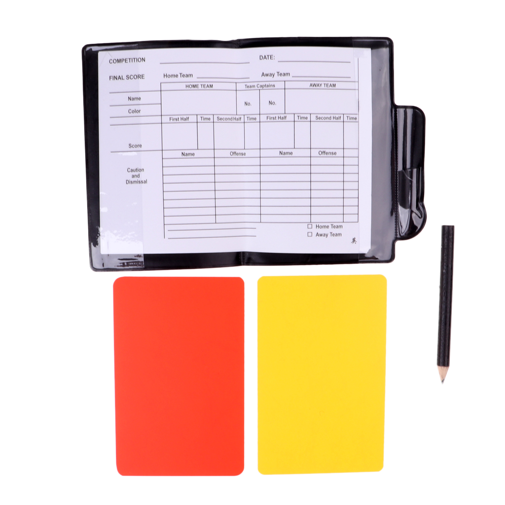 yingmu Portable Referee Score Record Leather Leather Ballpoint Pen Red Yellow Card Tool Equipment Football positive