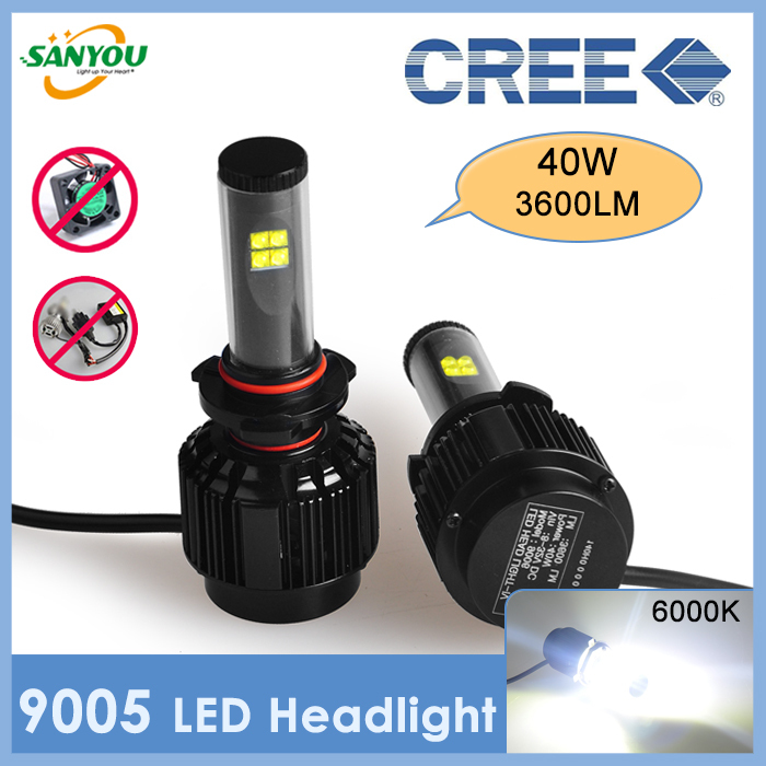 Hotest 40WX2 3600LMX2 9005 HB3 CREE XT-E LED All in One 5000K 6000K 8000K Car Light Bulb