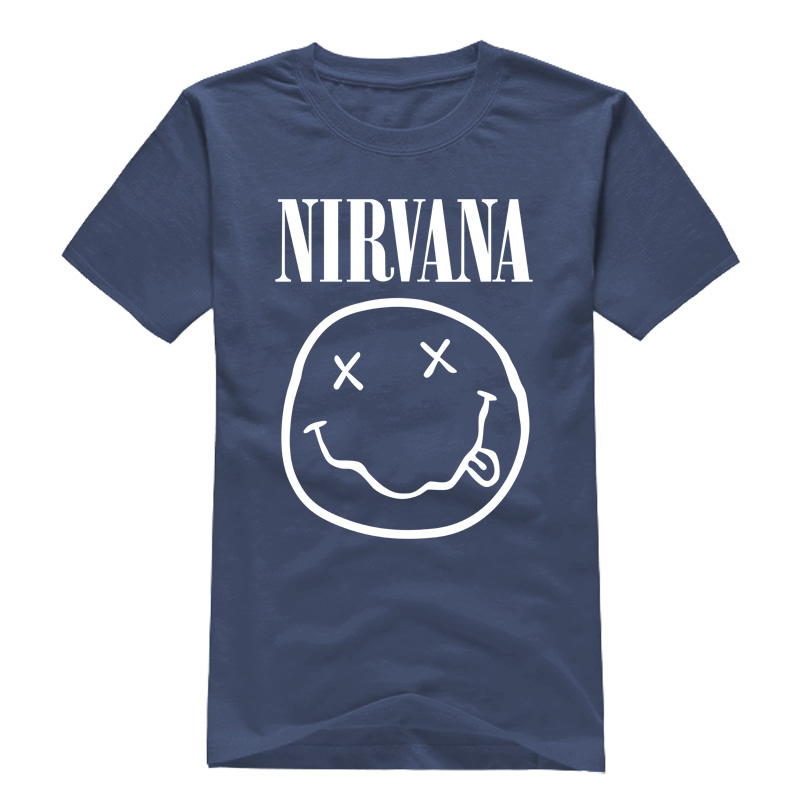 Rock Band Nirvana Men T Shirts Tops Short Sleeve Famous Letter Printed Cotton Male t shirt
