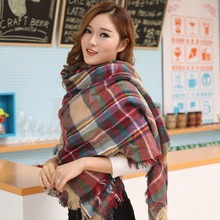 A40 Hot Women Blanket Oversized Tartan Scarf Wrap Shawl Plaid Cozy Checked Pashmina