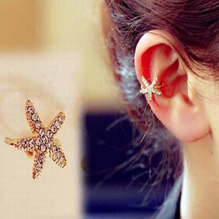 New Starfish Shaped Crystal Drill Earrings For Women Stud Earring Brincos Earing Earings Jewelry Free Shipping