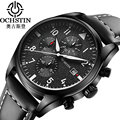 Luxury OCHSTIN Quartz casual Watches Men analog chronograph Sports Military Leather Strap Fashion Wrist Watch Relogio