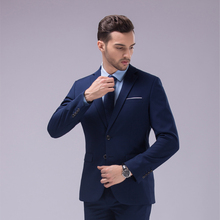 Custom Made Dark Blue and Black Suit, Tailor Made Suit, Bespoke Men Wedding Suit, Slim Fit Groom Tuxedos For Men(Jacket+Pants)