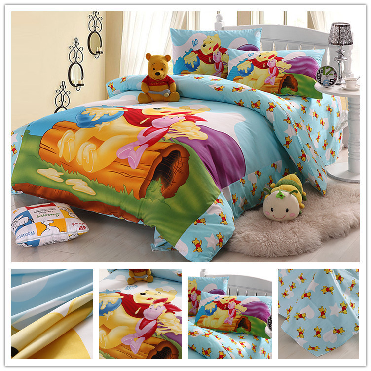 Cartoon-Double-bed-luxury-bedding-set-Winnie-color-comforter-duvet ...