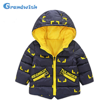 Grandwish New Winter Boys Letter Print Cotton Jackets Kids Parkas Hooded Warm Coat Outerwear Kids Clothing 24M-8T, SC319