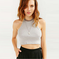 Fashion Sexy Women Crop Top Bustier Sport Tank Tops Vintage Slim Short Halter Vest Ladies Running