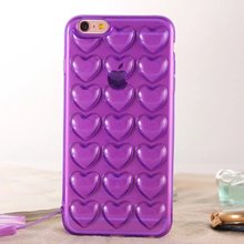 3D Peach Love Heart Soft TPU for iPhone6 6s plus Case Candy Jelly Silicone Back Cover Shell Funda Capa with Strap protector film