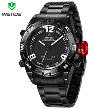 Calidad superior de acero completa WEIDE nuevos Mens de los deportes reloj de buceo hombres de negocios Casual cuarzo relojes LED de alarma fecha día