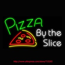 Pizza By The Slice Neon Signs Board Neon Bulbs Light Real GlassTube Handcrafted Beer Bar Pub Room Busines Store Display 24×15