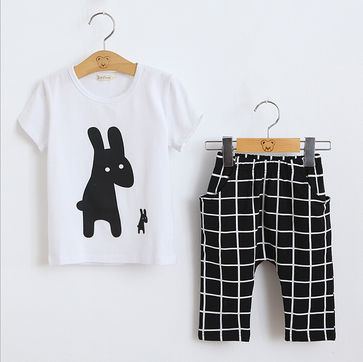 font b Girls b font Summer Casual Clothes Set Children Short Sleeve Cartoon T shirt