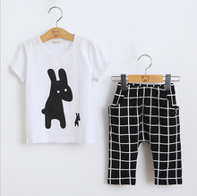 font b Girls b font Summer Casual Clothes Set Children Short Sleeve Cartoon T shirt