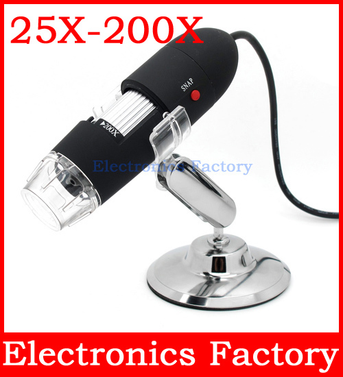 Practical Electronics 2MP USB 8 LED Digital Camera Microscope Endoscope Magnifier 25X~200X Magnification Measure software