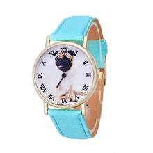 D6li Cute Shar Pei Dog Pet Pattern Fashion Men Women Sport Leather Band Analog Quartz Vogue