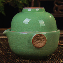 set of 1 porcelain teapot with filter hole 1 porcelain tea cup 2pcs set travel kungfu