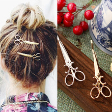 Forks 2016 Hot Fashion Fashion Precious Metal Gold Silver Scissors Hair Accessories for Women Jewelry Hair Clips t35