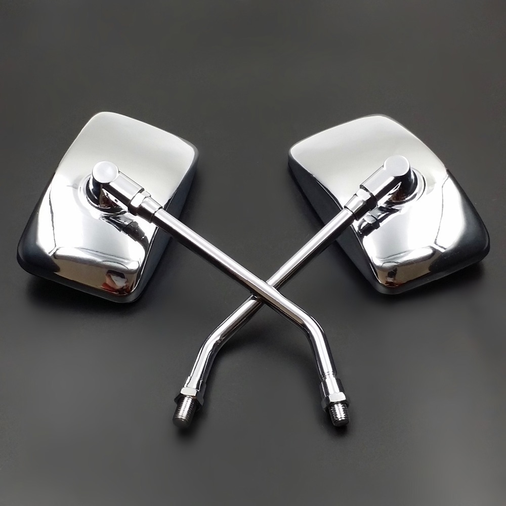 Freeshipping 10mm Chrome Metal Rectangle Side Mirror For Honda font b Kawasaki b font Suzuki Motorcycle