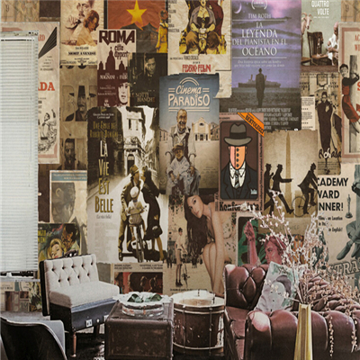 Hollywood retro nostalgia movie magazine posters collage background wallpaper coffee shop 