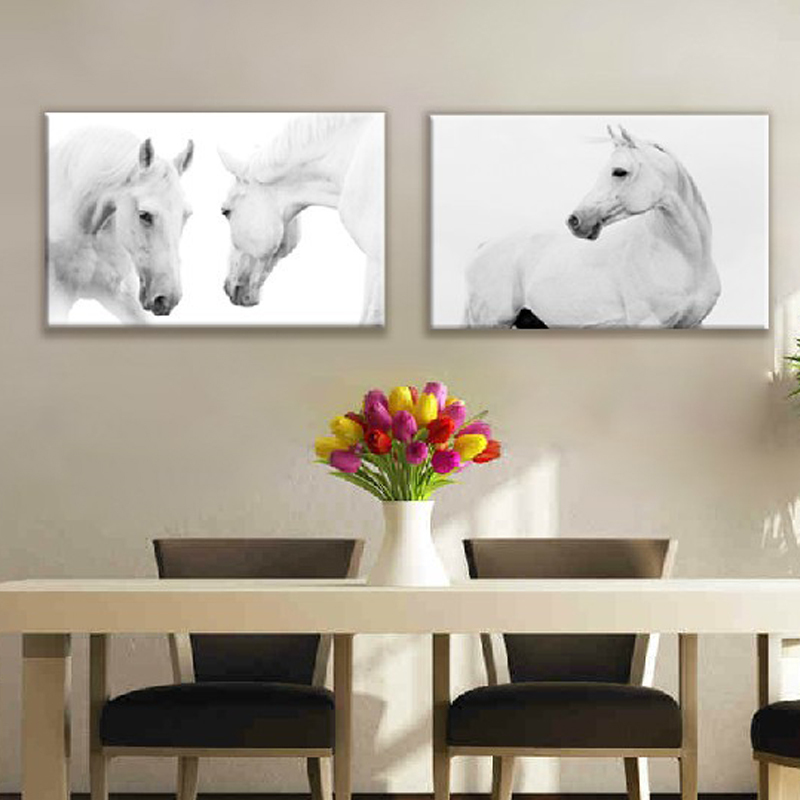 Online kopen wholesale canvas paard art uit china canvas paard art ... Schilderij woonkamer white