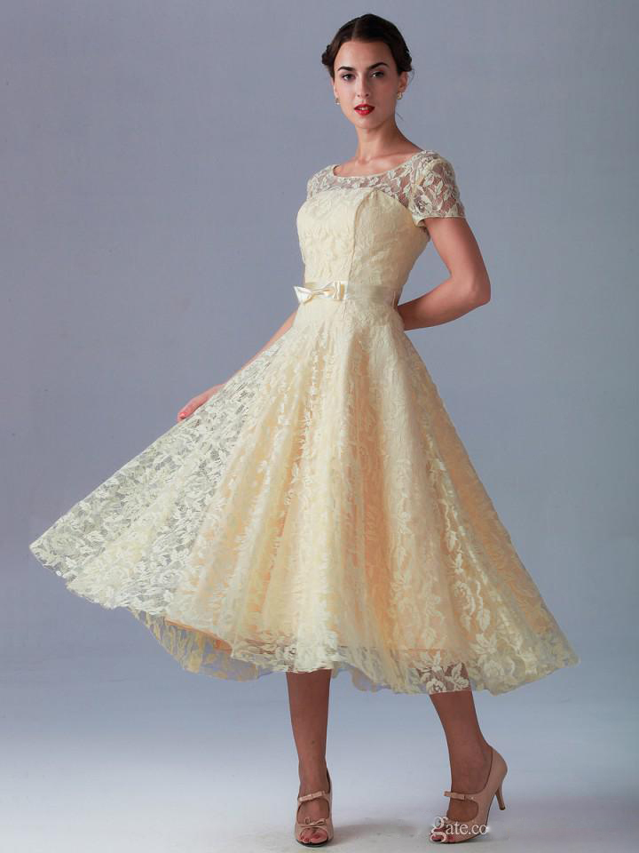 Tea length bridesmaid dresses sleeves