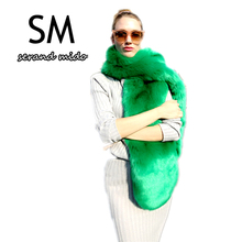Fashion winter scarf women fur scarf 185cm Green long Scarves & Wraps Apparel Accessories Warm pashmina Width 20cm thickness 4cm