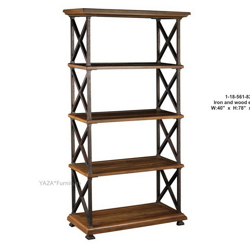 Wood and wrought iron bookcase