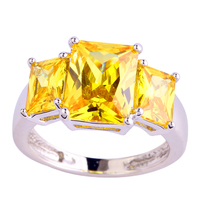 Wholesale Art Deco Unisex Rings Twinkling Golden Yellow Citrine 925 Silver Fashion Gift Jewelry Size 7 8 9 10 Free Shipping