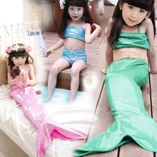 Girl Mermaid Tail Swimmable Monofin Capable Sea-maid Fantasia Princess Bikini Swimwear Beach Kids Children Dress maillot de bain