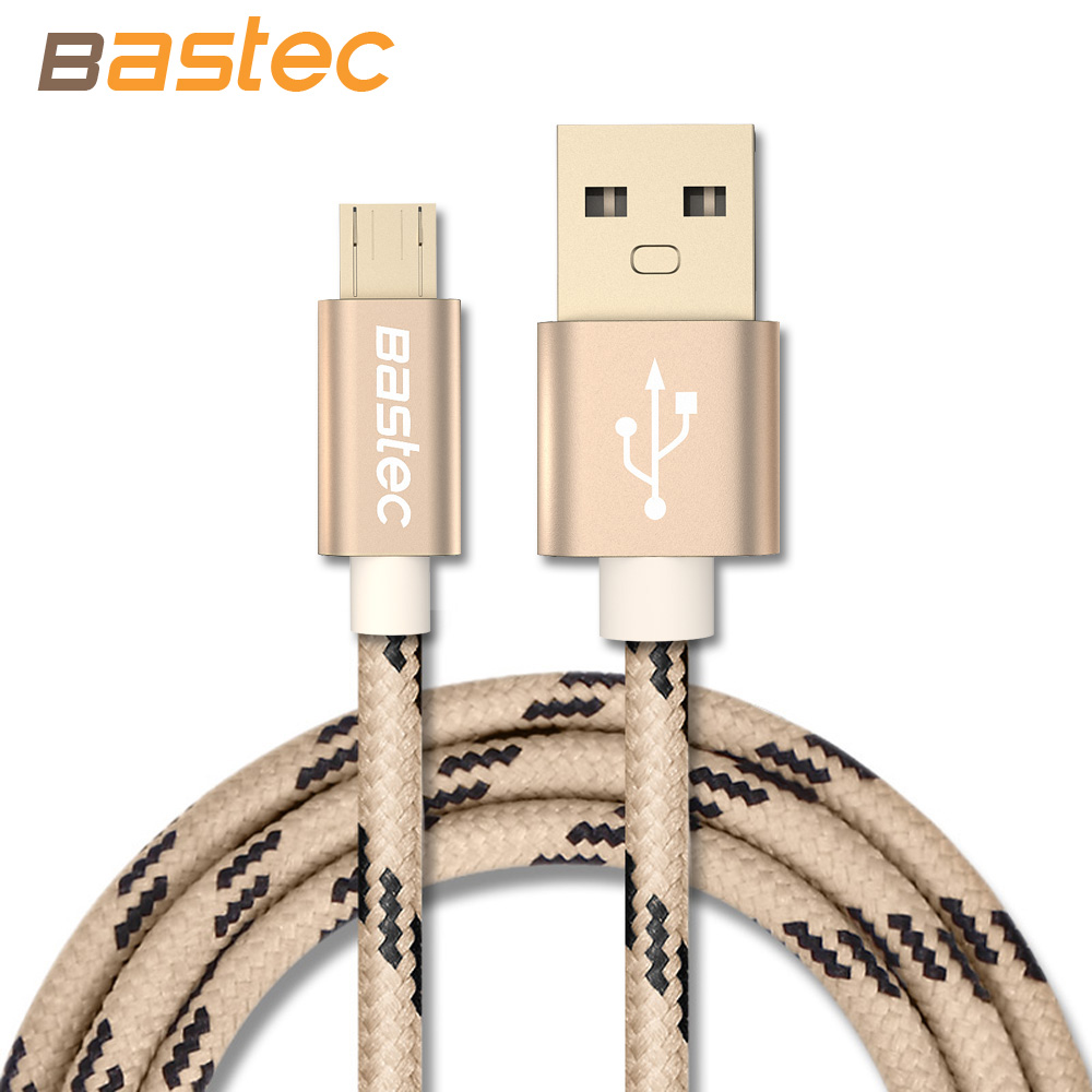 Bastec Оригинальный Кабель Micro Usb с Металлический Корпус позолоченный Разъем плетеный Провод для Samsung/Sony/Xiaomi/Android телефон