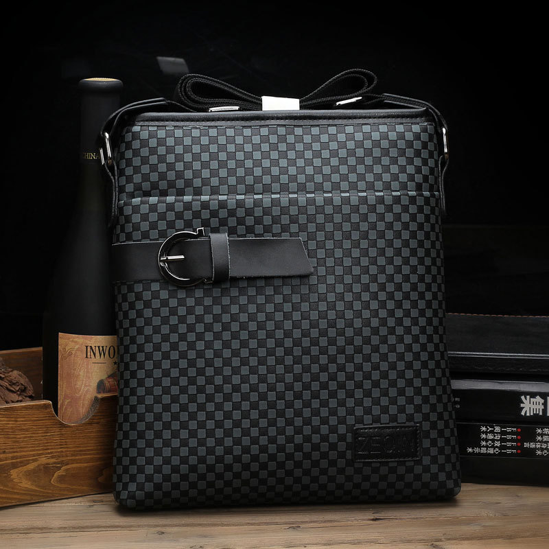 Top grade Genuine leather bag for men font b tartan b font design single shoulder cowhide