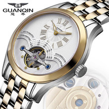 Free Shipping Top Brand Luxury GUANQIN Tourbillon Automatic Mechanical Watches Men Stainless Steel Sapphire Waterproof Men Watch