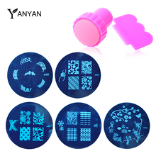 Nail Art Stamping,5pcs Image Plates and Stamper Scraper Set,81designs UV Gel Polish Konad Mould Templates,Nail Decoration Tools