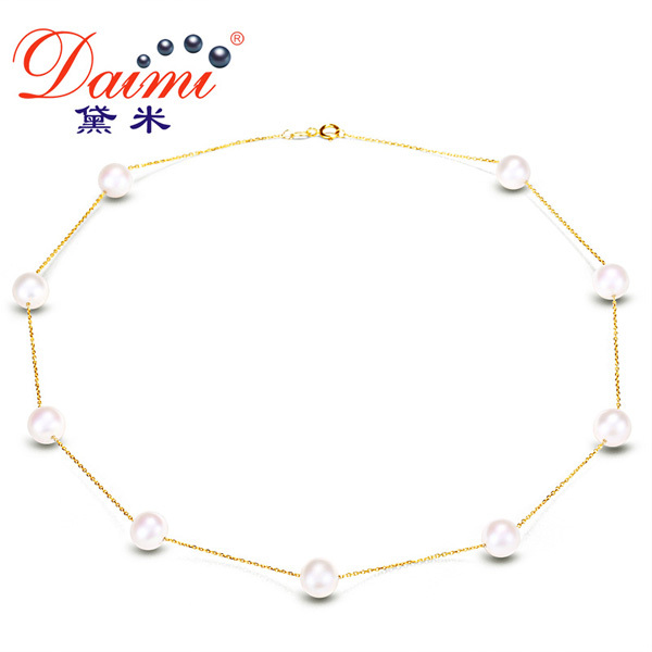 Здесь можно купить  DAIMI18k Gold Chain Necklace 8-8.5mm Natural Freshwater Pearl Best Gift For Lady Brand Jewelry  Ювелирные изделия и часы