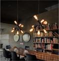 Industrial Style Rustic Pendant Lamp Water Pipe Pendant Light Fixtures with 7 Lights Art Decoration Lighting