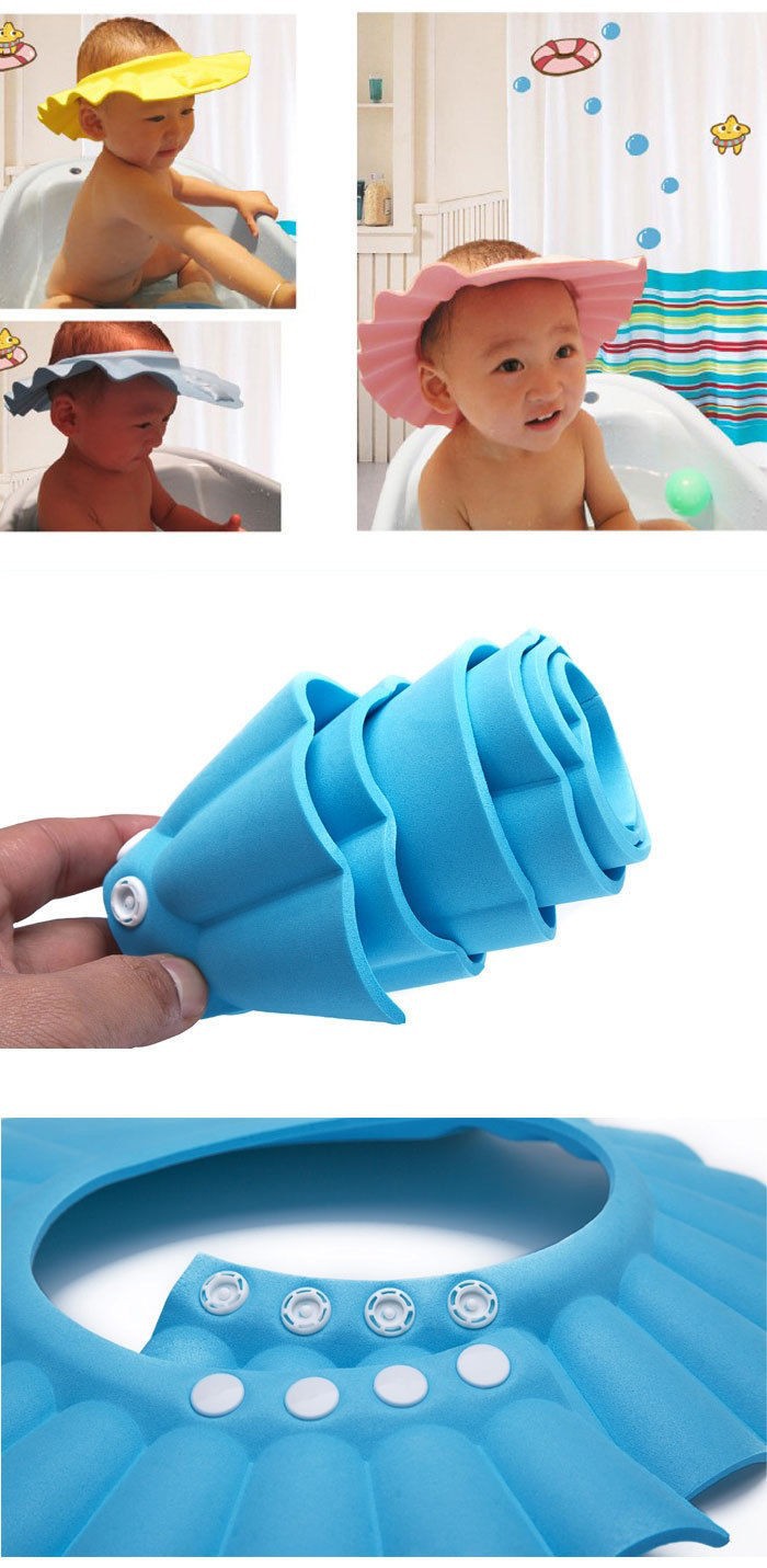 new Soft Baby Kids Children Shampoo Bath Bathing Shower Cap Hat Wash Hair Shield Shampoo Adjustable waterproof baby hat 5