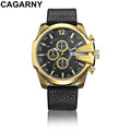 2016 CAGARNY Men s Fashion Brand Casual Sport Watch Leather Strap quartz Watches Military Wristwatches relogio