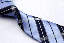 NT0307 Blue Navy Stripe New Mans Smooth Jacquard Woven Silk Polyester Tie Classic Business Wedding Fashion