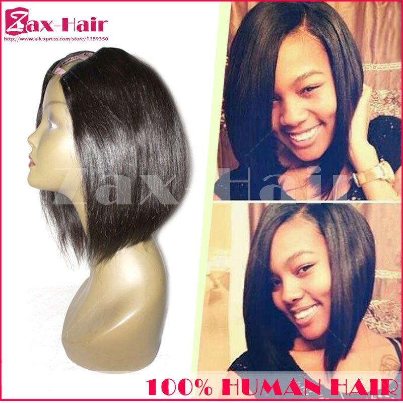 New Arrival 6A brazilian hair u part bob wig is_customized for black women Middle/ left/ right top quality u part human hair wig