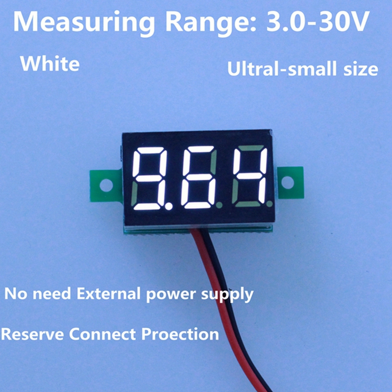 10PCS Battery Monitor DC 3-30V Car Digital Volt Voltage Panel Meter Gauge Auto Voltmeter Battery Monitor With White Led Display