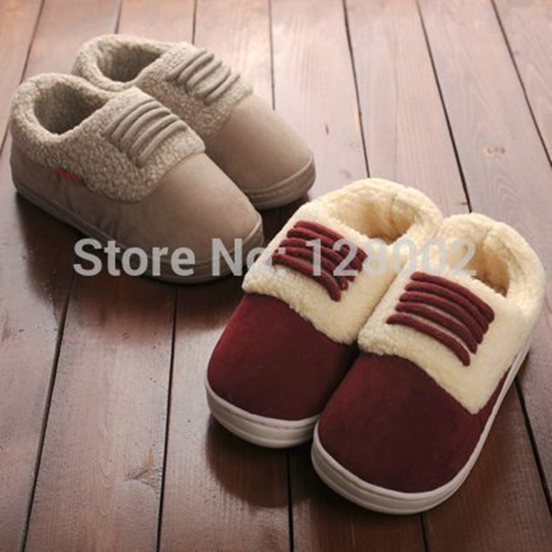 New Arrival Winter Home Thermal Thickening Cotton Padded Slippers Women Men Indoor Floor Warm Slippers Flat