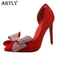ARTLY Red Black High Heels Bow Pointed Toe Shoes Woman Fashion Party Wedding Women Shoes Pumps Multi-Colors
