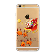 Free Shipping Phone case For iPhone 6 6s Transparent Soft Ultra Thin Back Cover Santa Claus