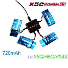 Sync Charging 4in1 3.7V XH 720mAh Battery Charger Adapter Kits For SYMA X5C X5SC X5SW CX30 F949 M68 H5C Drone fochutech battery