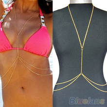 Womens Sexy Fashion Gold Body Belly Waist Chain Bikini Beach Harness Body Jewelry 1FZV