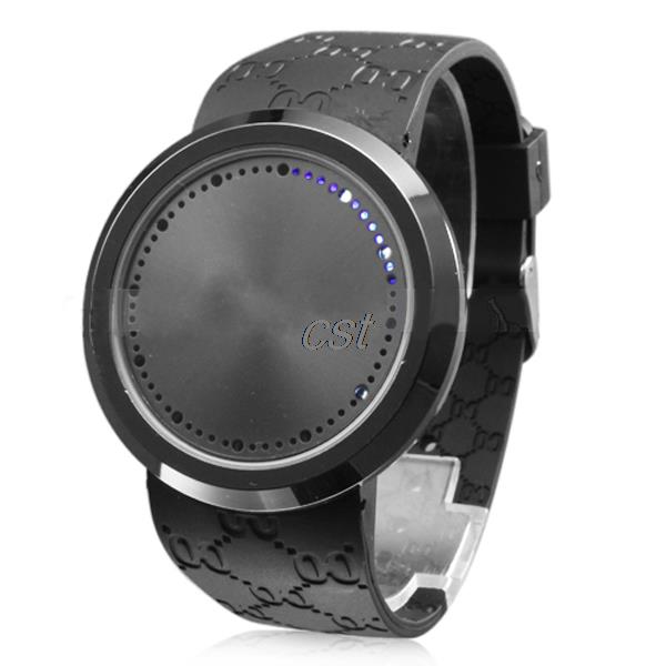 Wholesale Fashion Cool Men s Wristwatch Touch Screen Circular Pattern Day Date Silicone Sport LED Black