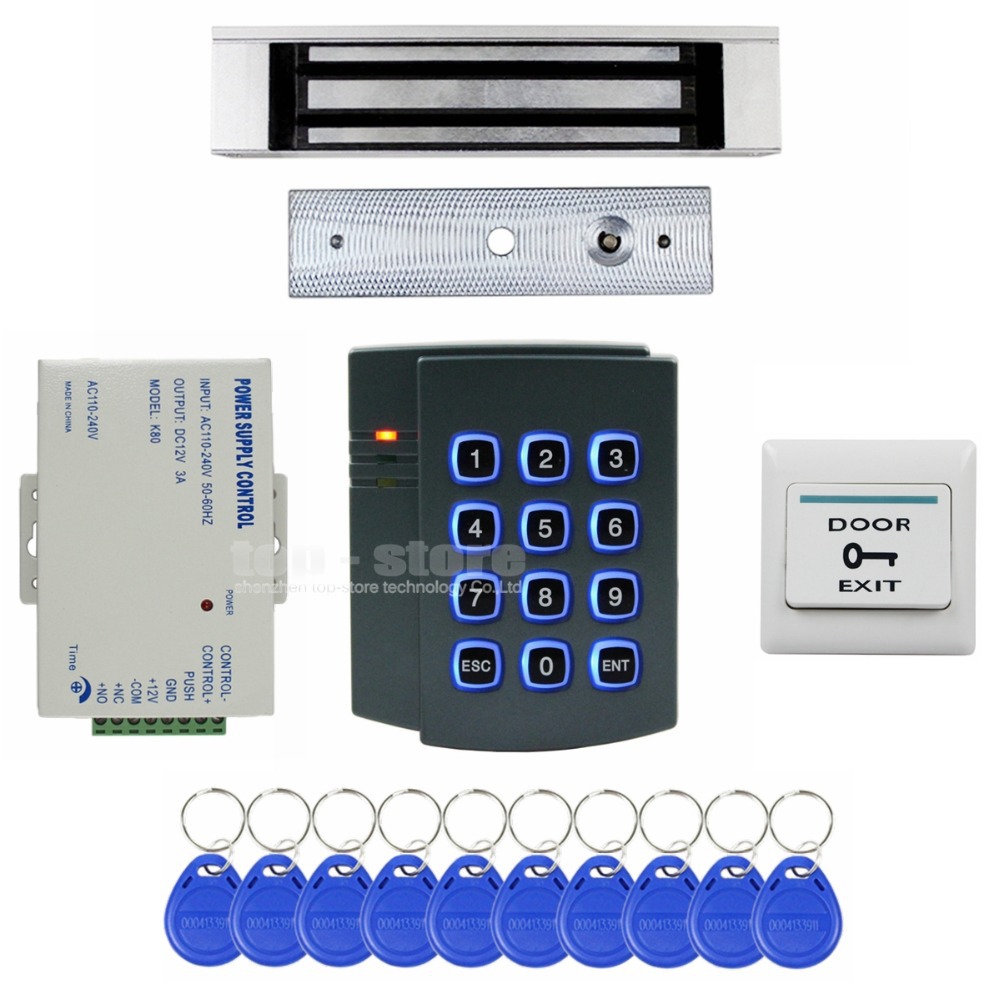 Фотография 180KG Magnetic Lock 125KHz RFID ID Card Reader Password Keypad Access Control System Security Kit 2501