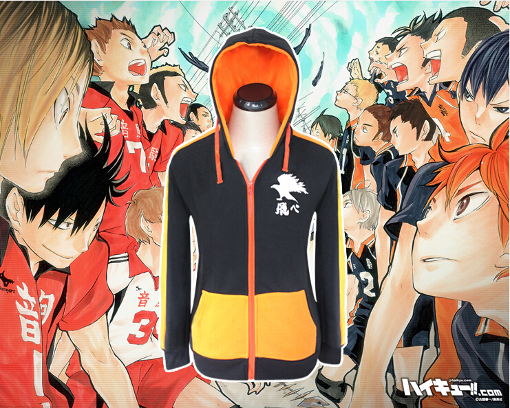 Anime Haikyuu Cosplay Hoodies Mens Jacket  Karasuno High School Volleyball Club Cosplay Jacket Coat Unisex Sweatshirt Costume