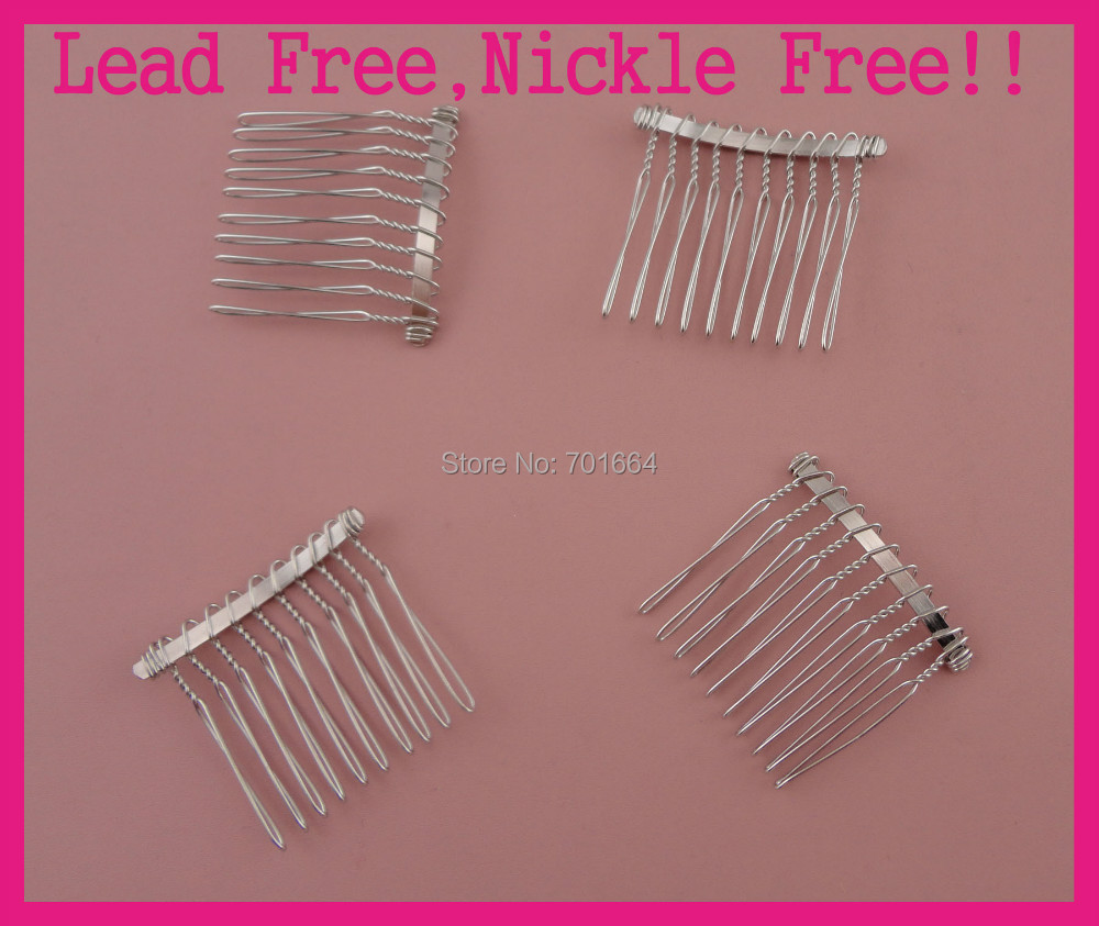 20PCS silver finish 10teeth plain Metal Hair Combs at lead free and nickle free quality,BARGAIN for BULK