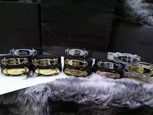 Free shipping leather classic pattern rose gold stainless steel leather font b bracelet b font font