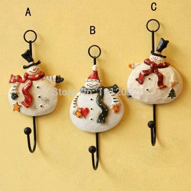 Coat Hooks Zakka Christmas Decoration Snowman Hook 3pcs/Set kitchen Door Coat Wall Hanging ...